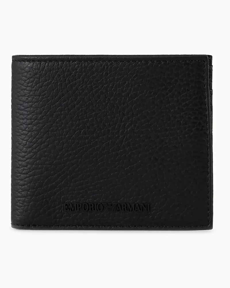 Emporio Armani Portemonnaie mit Münzfach aus getrommeltem Leder Schwarz