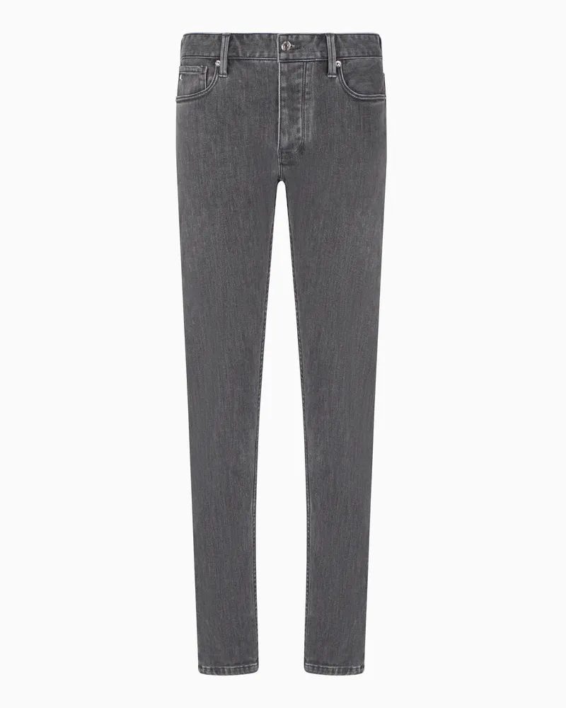 Emporio Armani J75 Slim Fit Jeans aus elastischem Stonewash-Denim Grau
