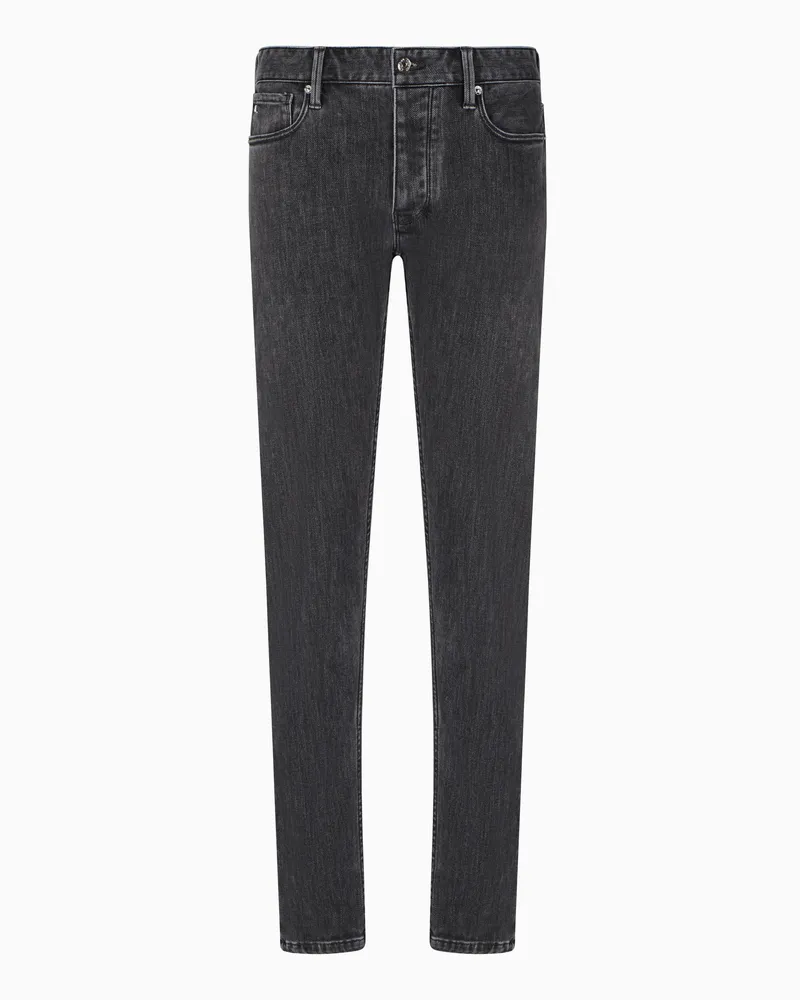 Emporio Armani J75 Slim Fit Jeans aus elastischem Stonewash-Denim Grau