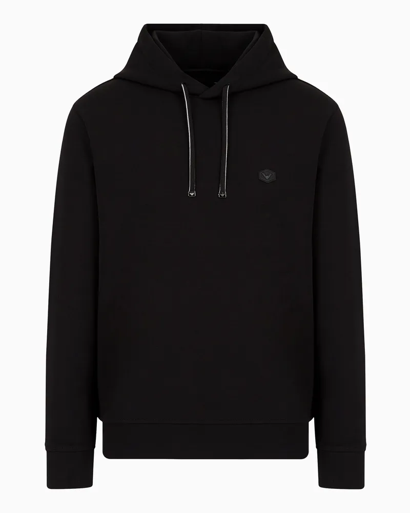 Emporio Armani Sweatshirt mit Kapuze und kleinem Logoaufnäher Schwarz