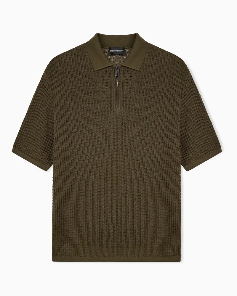 Emporio Armani Pullover regularer Schnitt aus Lyocell und Schurwolle Grün