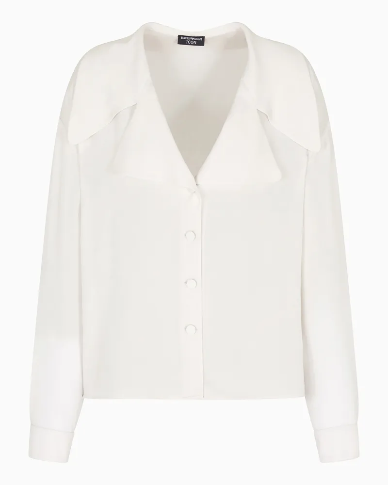 Emporio Armani Hemd der Icon-Sonderkollektion aus doppellagigem Seiden-Georgette Weiß