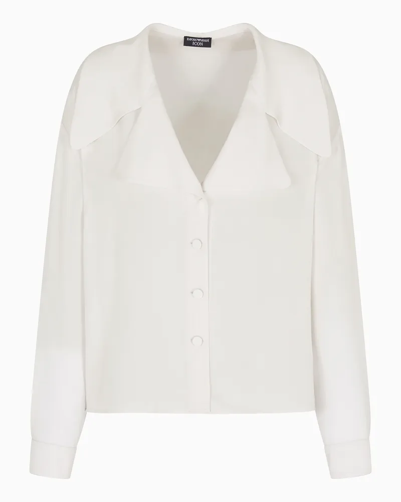 Emporio Armani Hemd der Icon-Sonderkollektion aus doppellagigem Seiden-Georgette Weiß