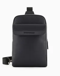 Emporio Armani Asv Ein-schulter-rucksack aus Wiederaufbereitetem Saffiano und Recyceltem Nylon Marineblau