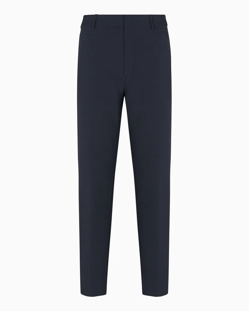 Emporio Armani Hose aus Nylon-Seersucker Marineblau