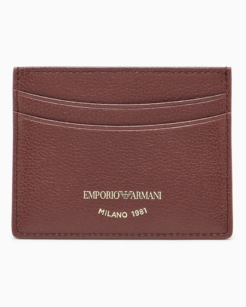 Emporio Armani Kartenetui aus getrommeltem Leder Burgunderrot