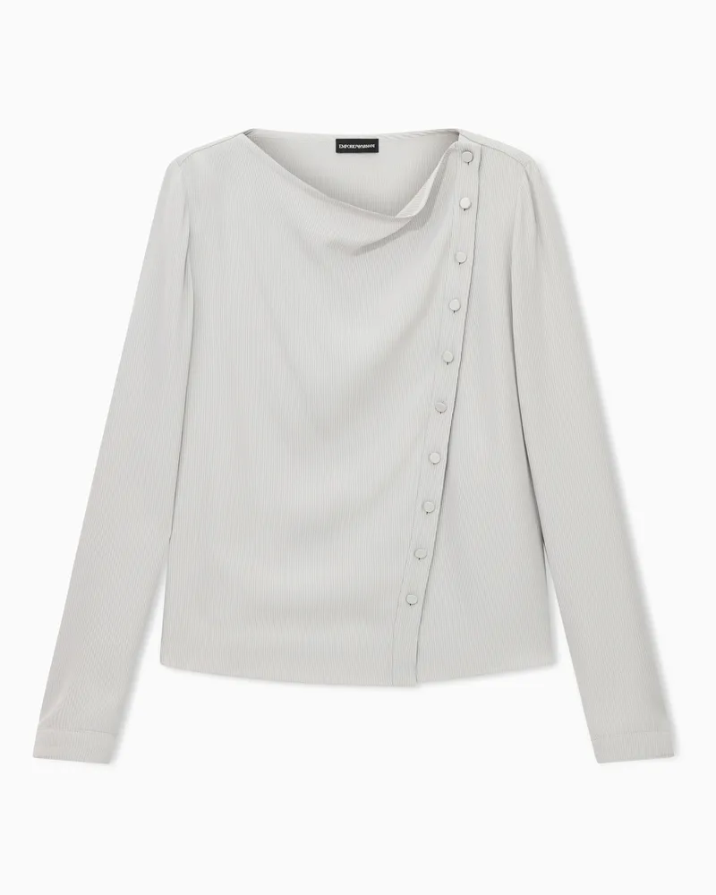 Emporio Armani Shirt Regular Fit gerippt mit asymmetrischer Knopfleiste Grau