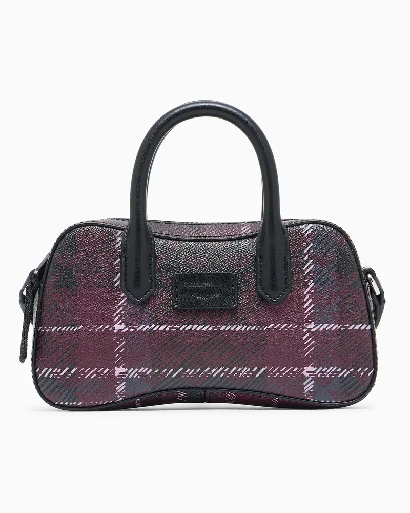 Emporio Armani Handtasche mit Karomuster und abnehmbarem Schulterriemen Burgunderrot