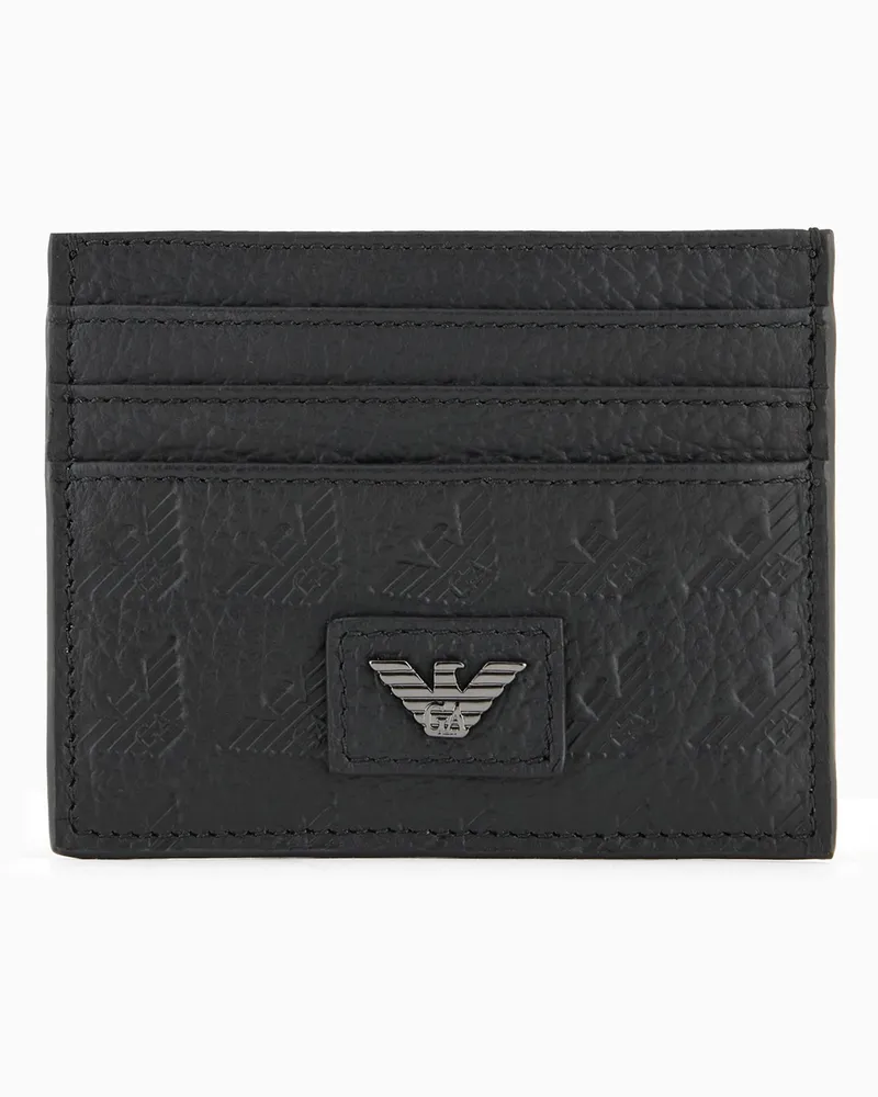 Emporio Armani Kartenetui aus Leder geprägt mit Allover-Adler Schwarz