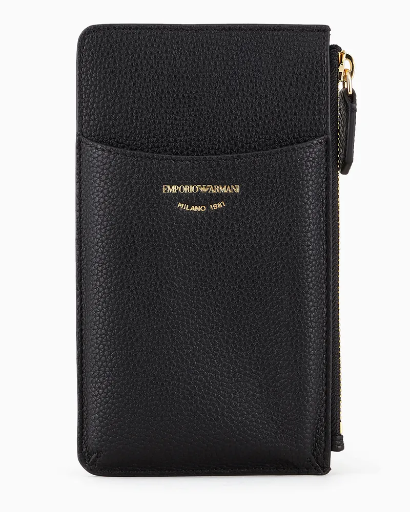 Emporio Armani Handytasche MyEA mit Hirschprint, Reißverschluss und Extrafächern Schwarz