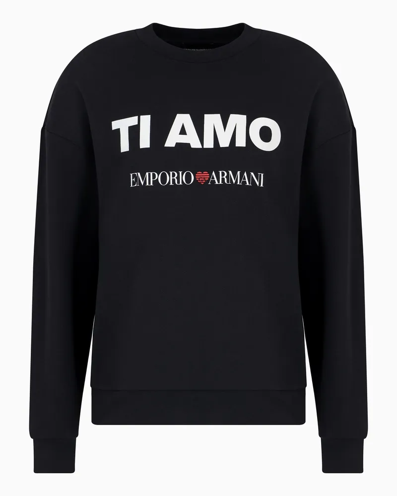 Emporio Armani ASV Sweatshirt aus French Terry mit „Ti amo“-Aufdruck Marineblau