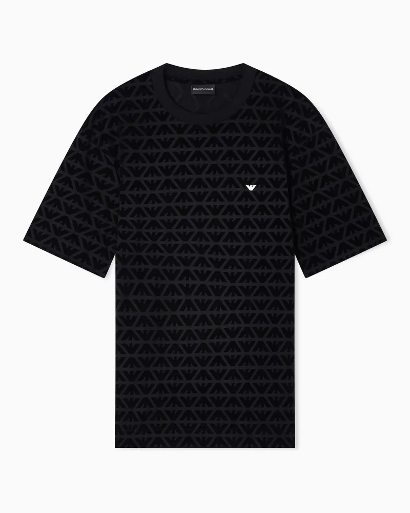 Emporio Armani Lunar New Year flock eagle t-shirt in lyocell blend jersey Schwarz