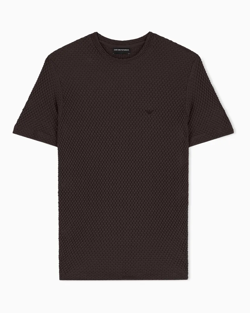 Emporio Armani T-Shirt aus geprägtem bi-elastischem Jersey Braun