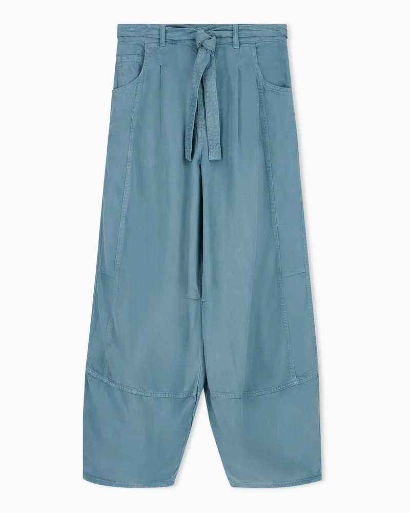 Emporio Armani Five-Pocket-Hose aus stückgefärbtem Leinen und Lyocell Blau