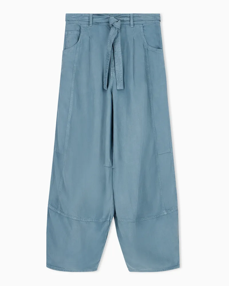 Emporio Armani Five-Pocket-Hose aus stückgefärbtem Leinen und Lyocell Blau