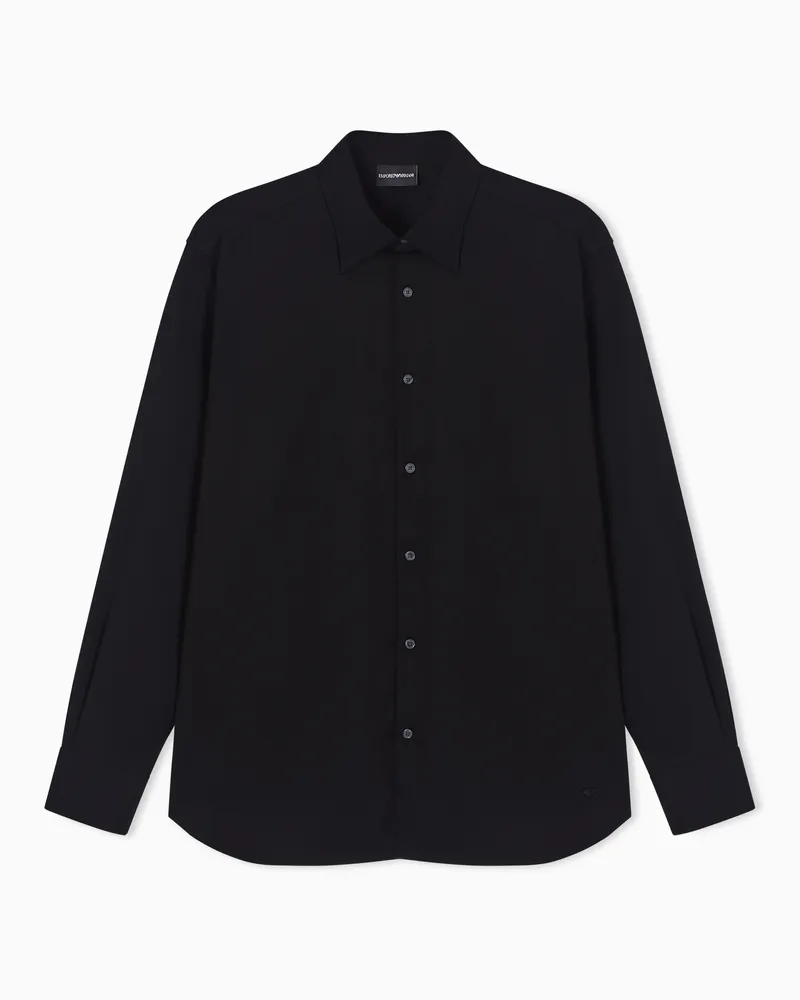 Emporio Armani Hemd aus Stretch-Pima-Baumwolle Schwarz