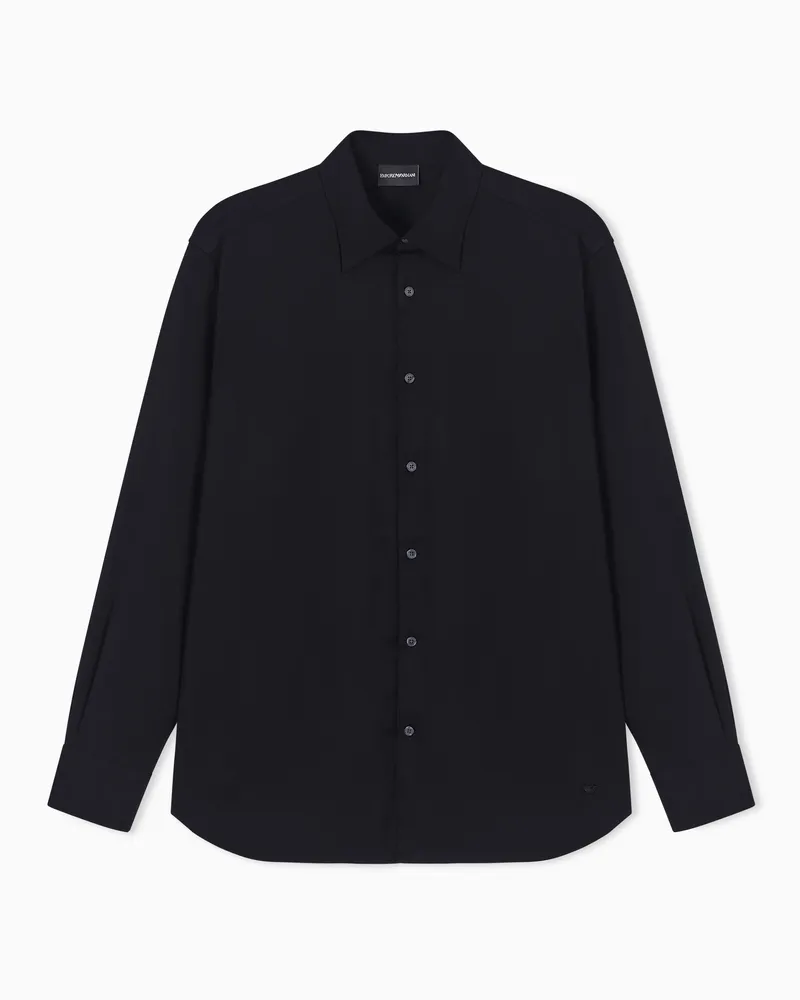 Emporio Armani Hemd aus Stretch-Pima-Baumwolle Schwarz
