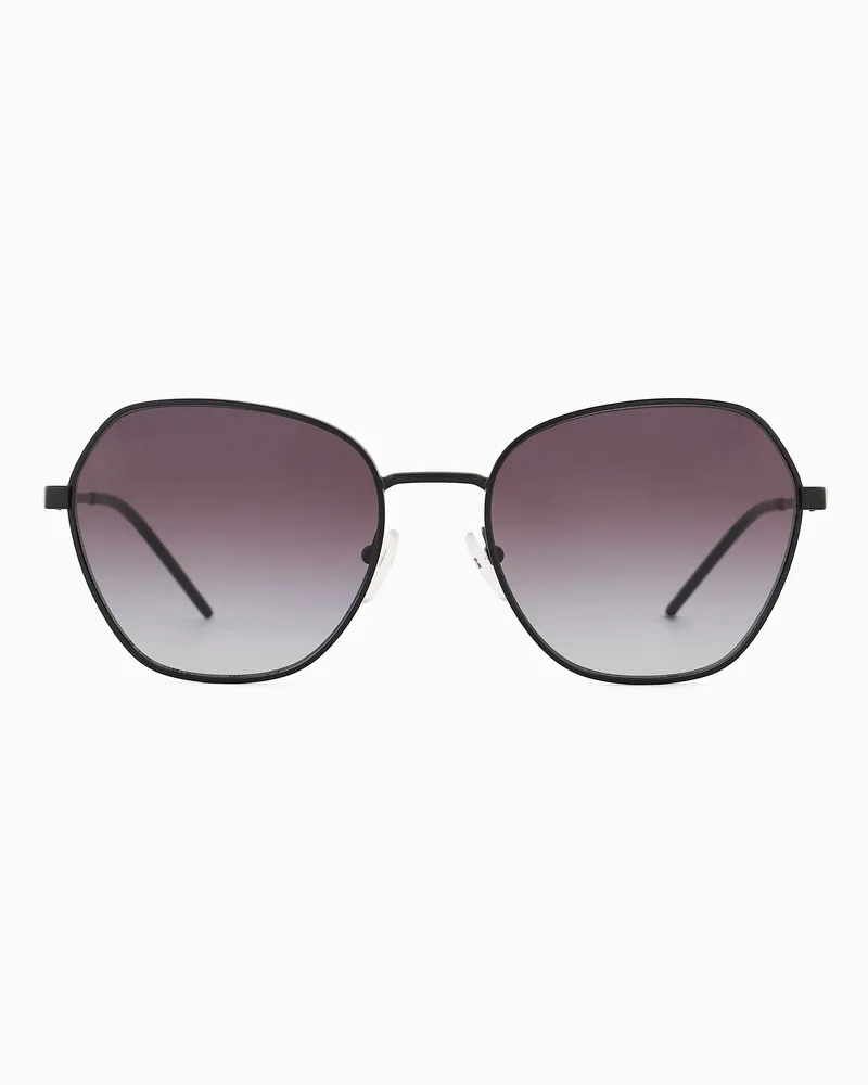 Emporio Armani Sonnenbrille mit unregelmäßig geformter Fassung für Damen Schwarz