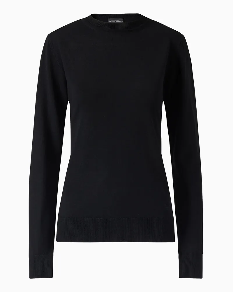 Emporio Armani Pullover mit Rundhalsausschnitt aus reiner Schurwolle Schwarz