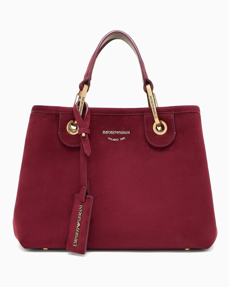 Emporio Armani MyEA kleiner Shopper in Veloursleder-Look Rot