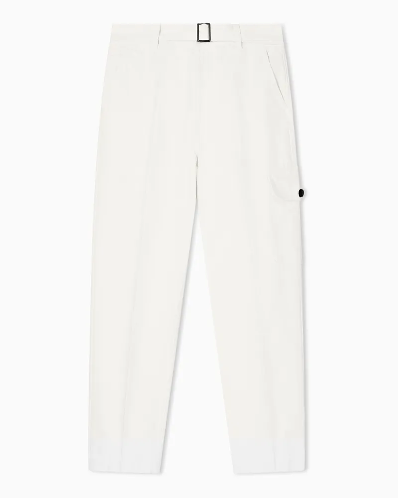 Emporio Armani Cargo-Hose aus Twill in Denim-Optik mit Gürtel Weiß