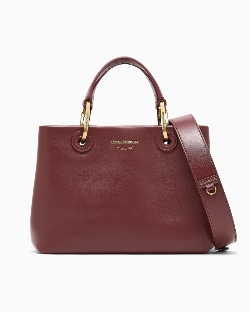 Emporio Armani Shopper aus Leder mit einem Futter aus Baumwolle Burgunderrot
