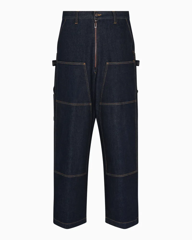 Emporio Armani Cargo-Jeans aus Stretch-Denim mit Rinse-Waschung Blau