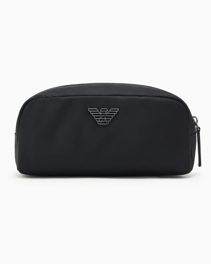 Emporio Armani ASV Make-up-Etui aus recyceltem Nylon Schwarz