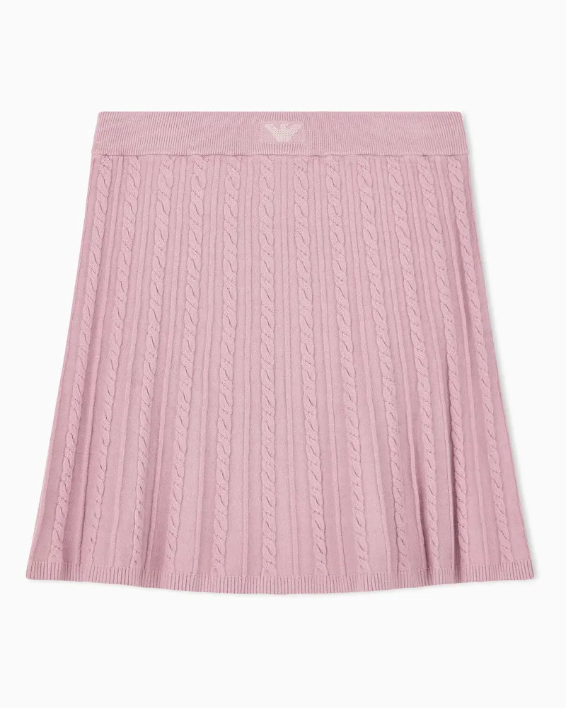 Emporio Armani Strickrock mit Viskoseanteil Zopfmuster gerippter Bund Pink