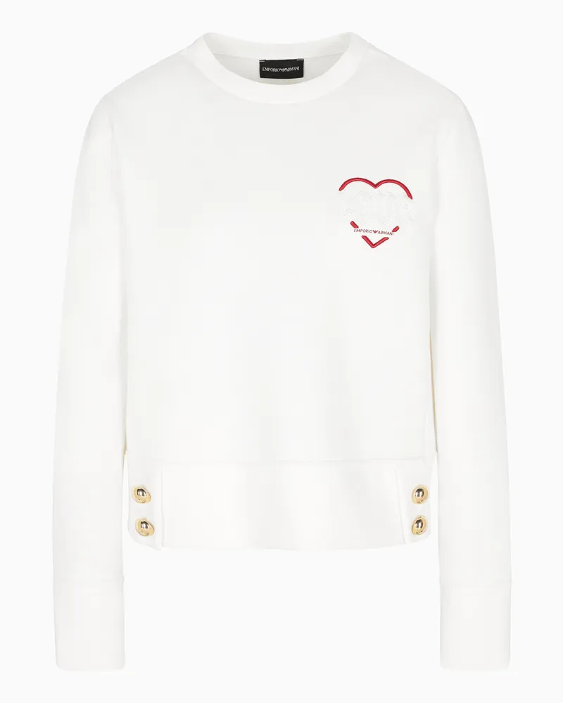 Emporio Armani ASV Sweatshirt aus doppellagigem Jersey aus der Sonderkollektion zum Valentinstag Weiß