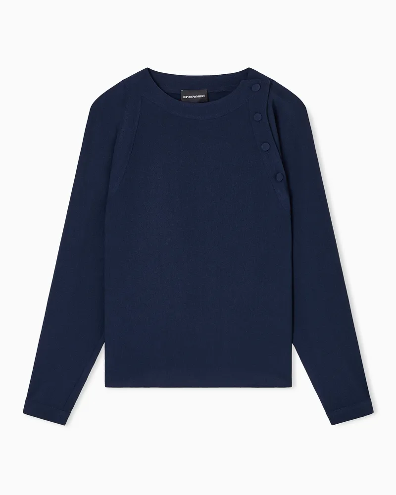 Emporio Armani Bluse aus elastischem Sablé-Stoff Blau