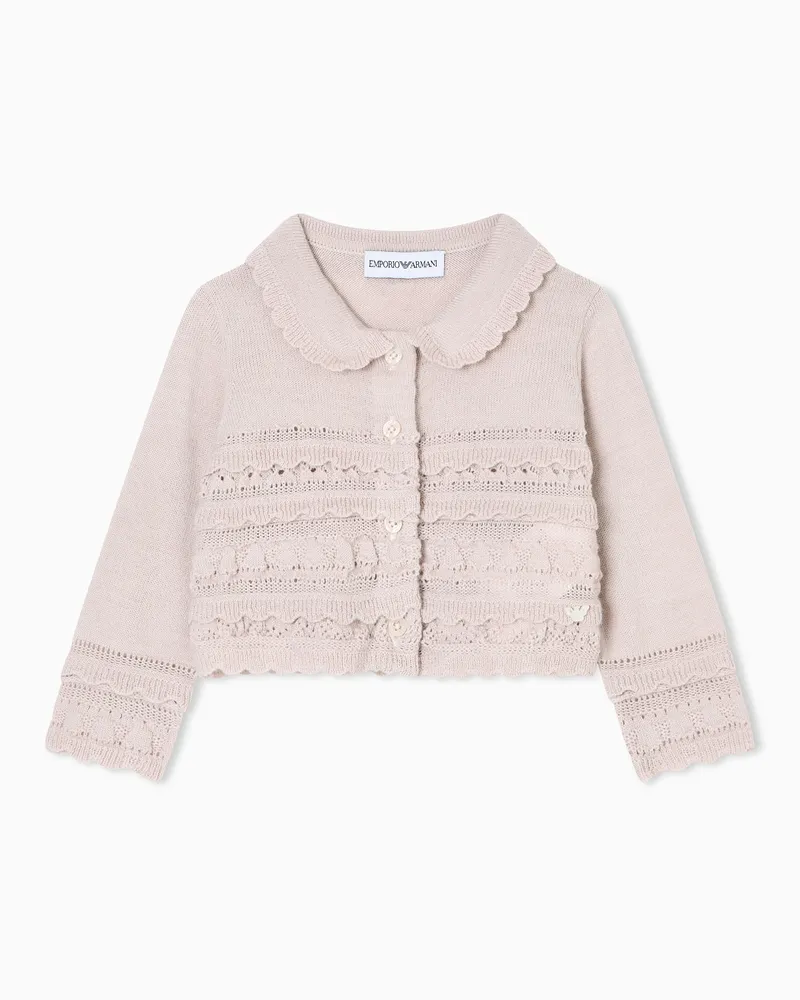 Emporio Armani Cardigan aus einer Woll-Mischung mit Mikrovolants Beige