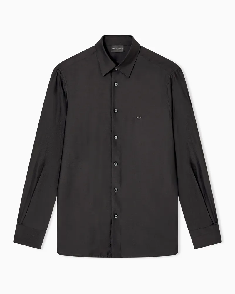 Emporio Armani Hemd aus einer Modal-Seiden-Mischung Schwarz