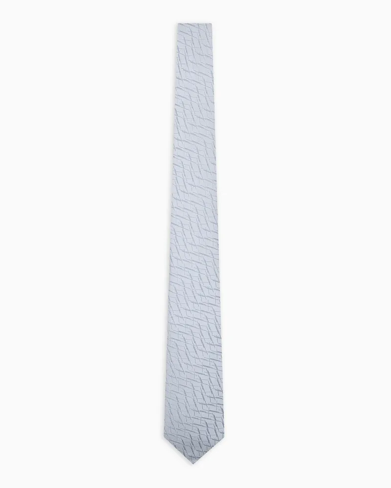 Emporio Armani Krawatte aus reiner Seide mit abstraktem Muster in Jacquard-Stoff-Verarbeitung Grau