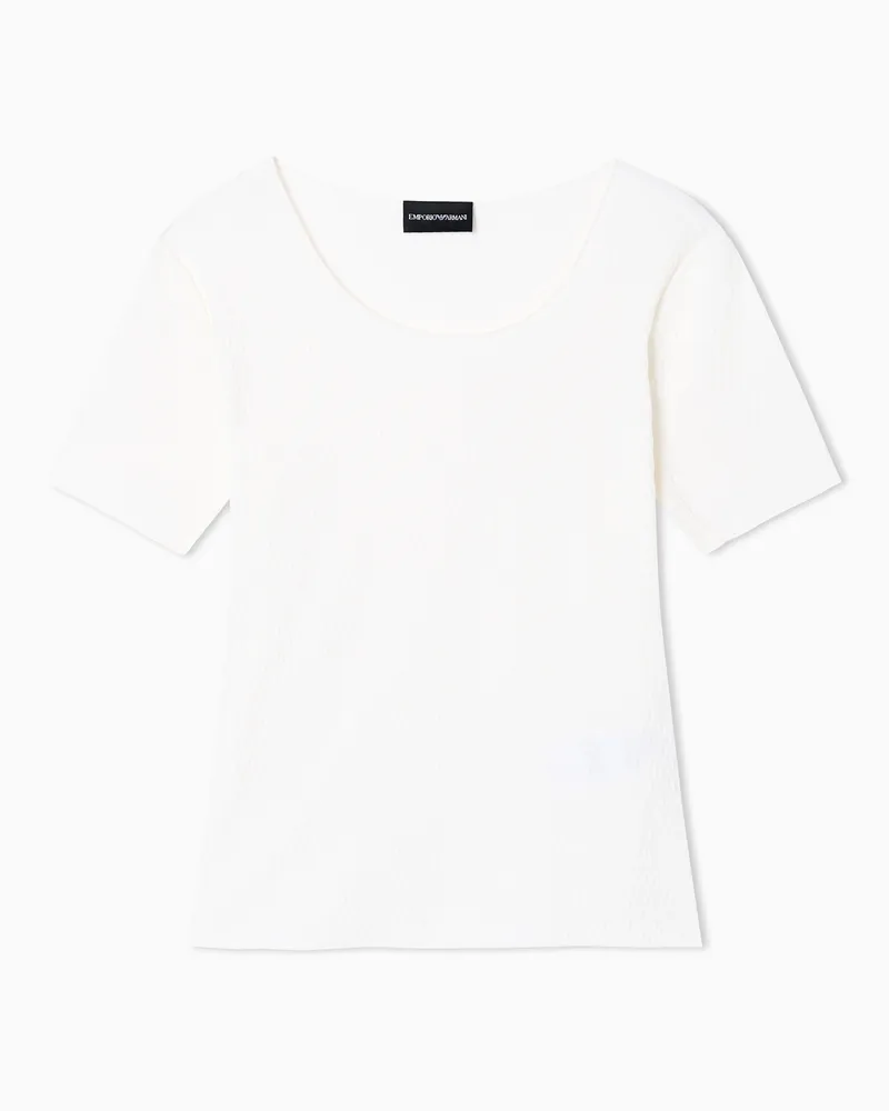 Emporio Armani Pullover aus Jersey in Jacquard-Stoff-Verarbeitung mit Reliefmuster Weiß