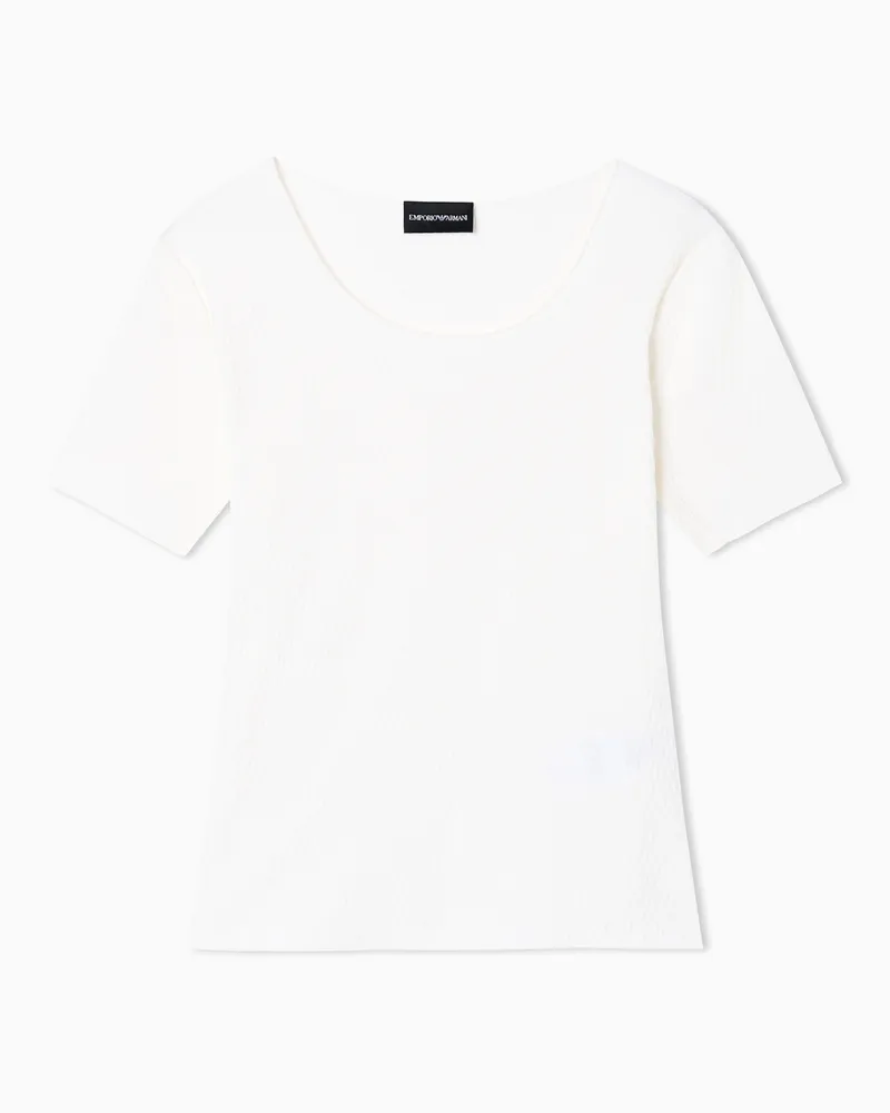 Emporio Armani Pullover aus Jersey in Jacquard-Stoff-Verarbeitung mit Reliefmuster Weiß