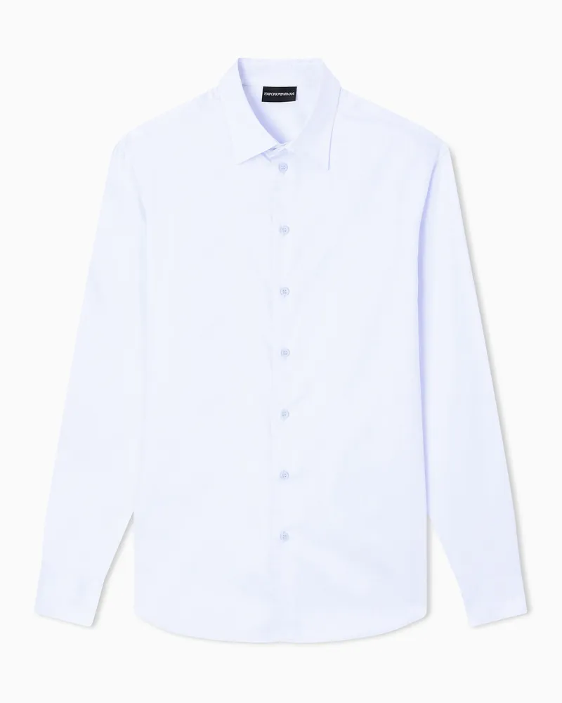 Emporio Armani Hemd aus Baumwollpopeline Blau