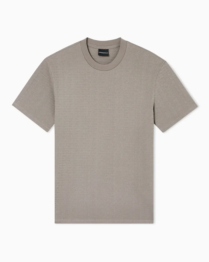 Emporio Armani T-Shirt aus Jacquard-Jersey mit Allover-Logo-Schriftzug Grau