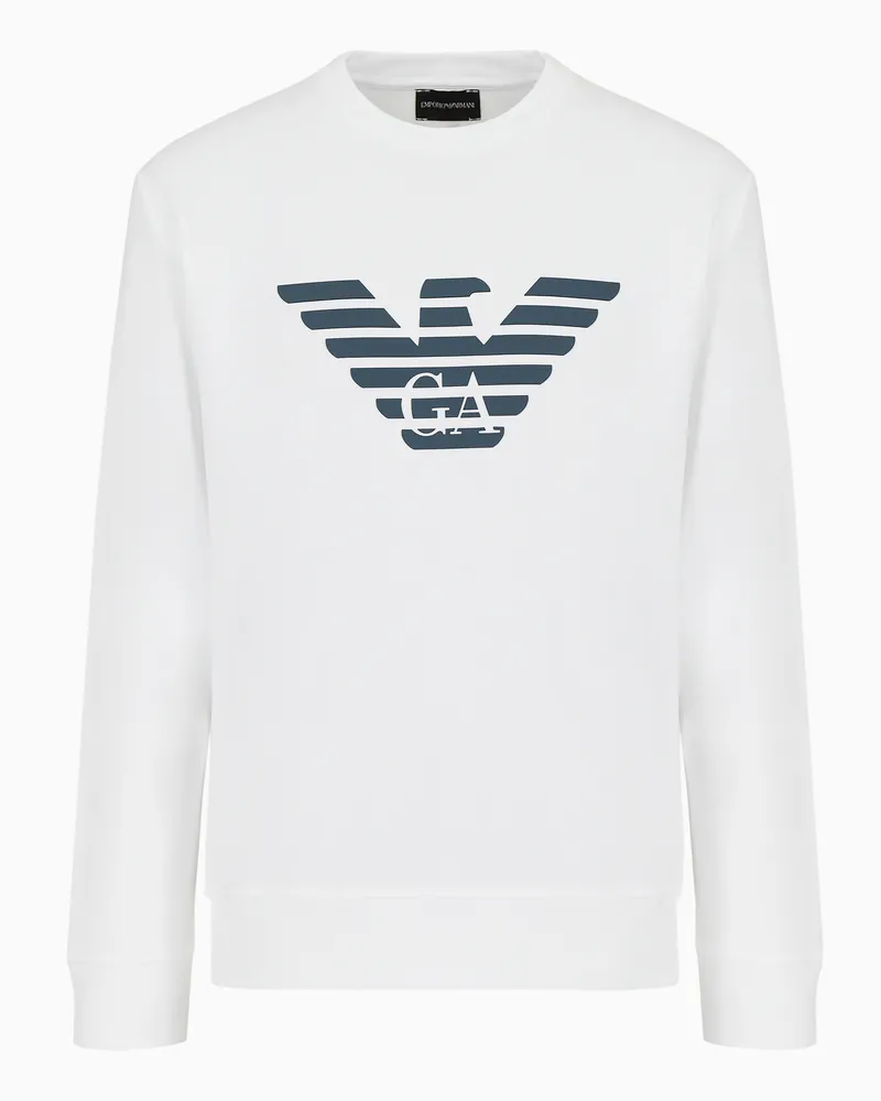 Emporio Armani Sweatshirt aus Modalmischung mit Logo-Print Weiß