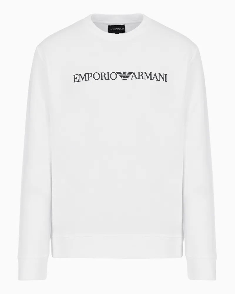 Emporio Armani Sweatshirt aus Modalmischung mit Logo-Print Weiß