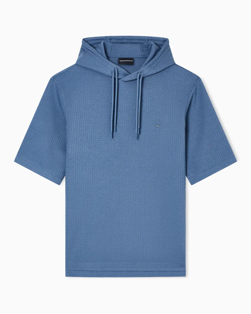 Emporio Armani ASV Jersey-Sweatshirt mit Kapuze, gefertigt aus einer Lyocell-Mischung in Jacquard-Stoff-Verarbeitung Hellblau
