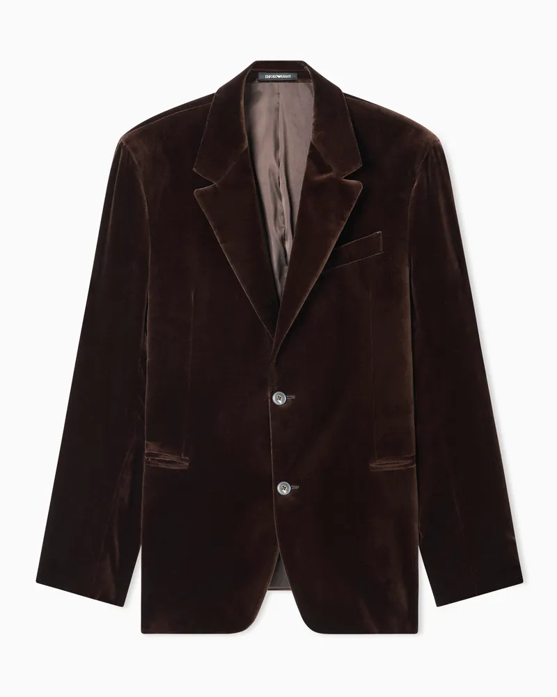 Emporio Armani Einreihiges Sakko aus glattem Samt Braun