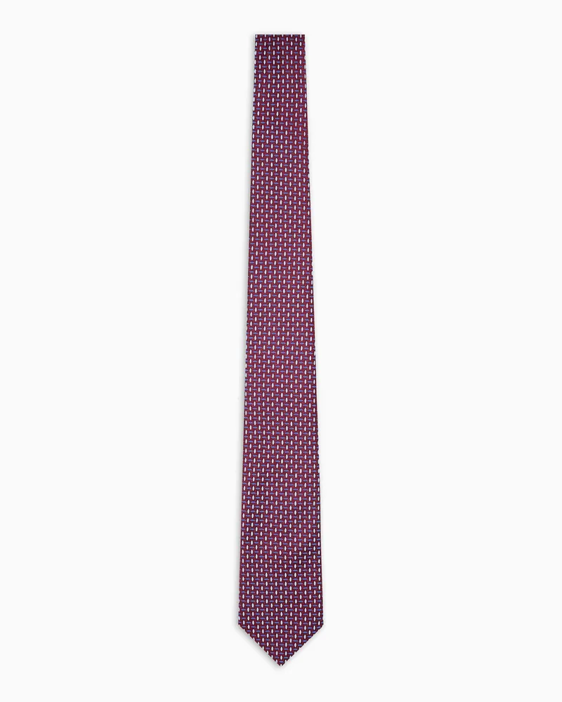 Emporio Armani Krawatte aus reiner Seide Mikro-Muster in Jacquard-Stoff-Verarbeitung Burgunderrot