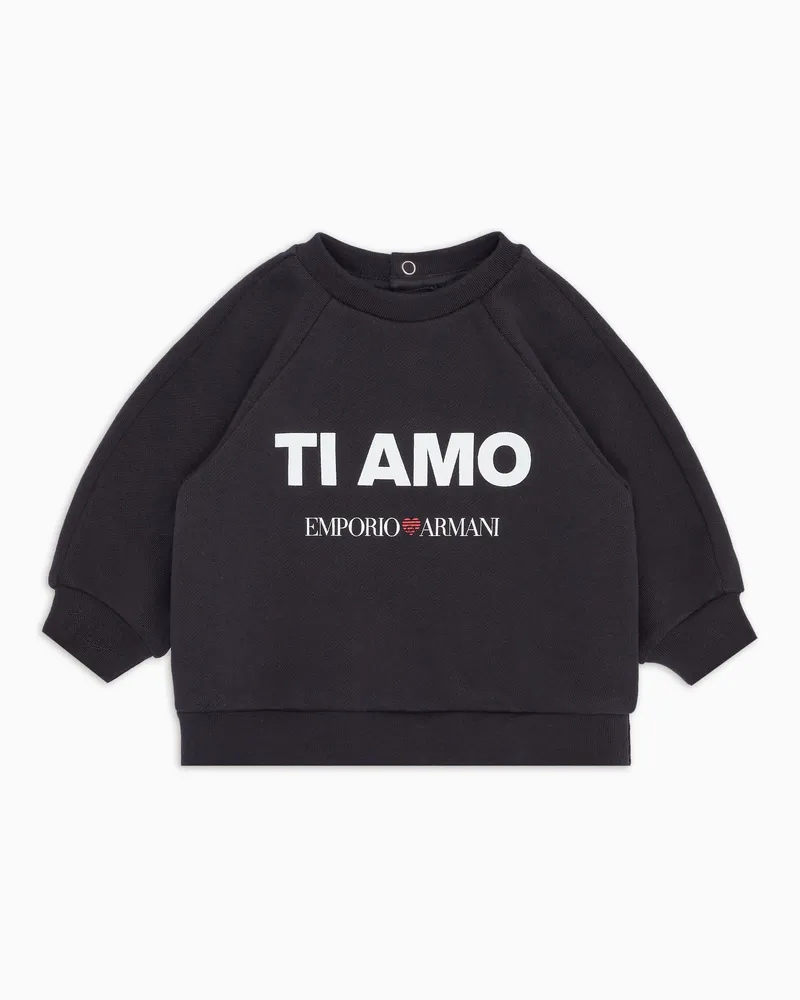 Emporio Armani ASV Sweatshirt aus French Terry mit „Ti amo“-Aufdruck Marineblau