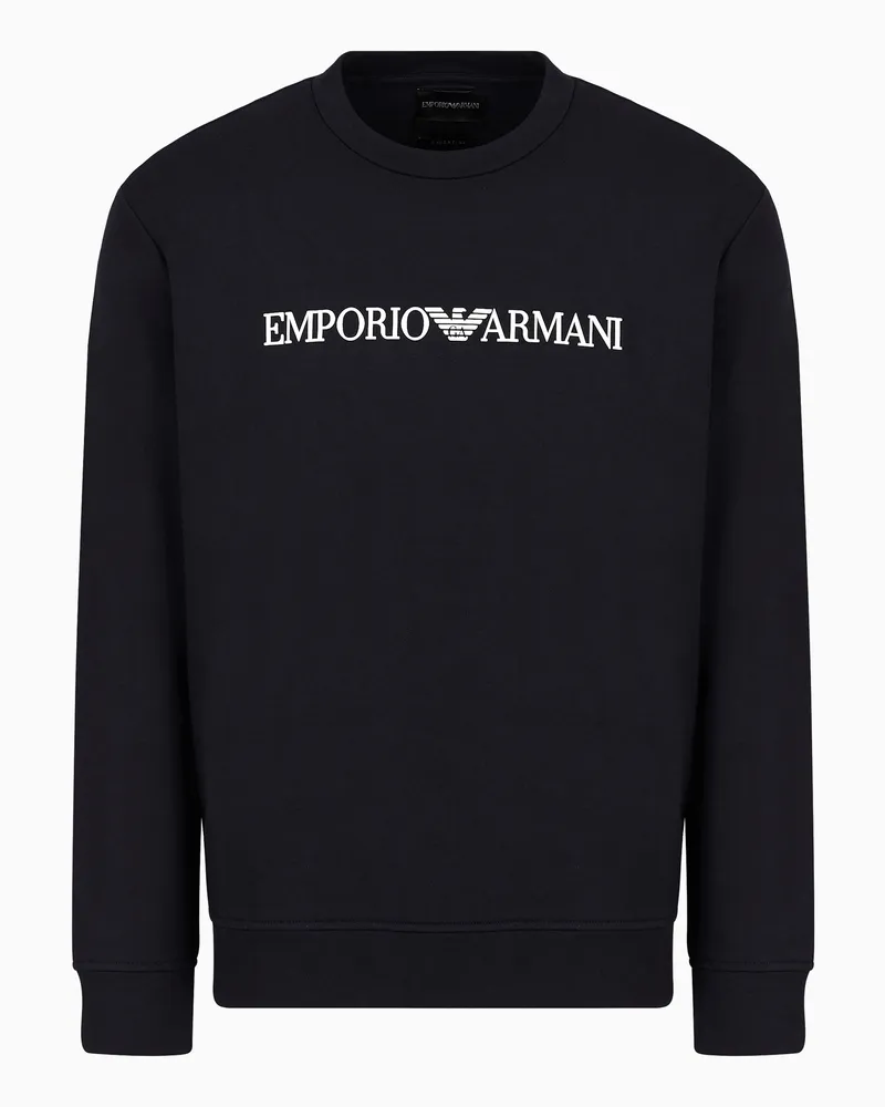 Emporio Armani Sweatshirt aus Modalmischung mit Logo-Print Marineblau