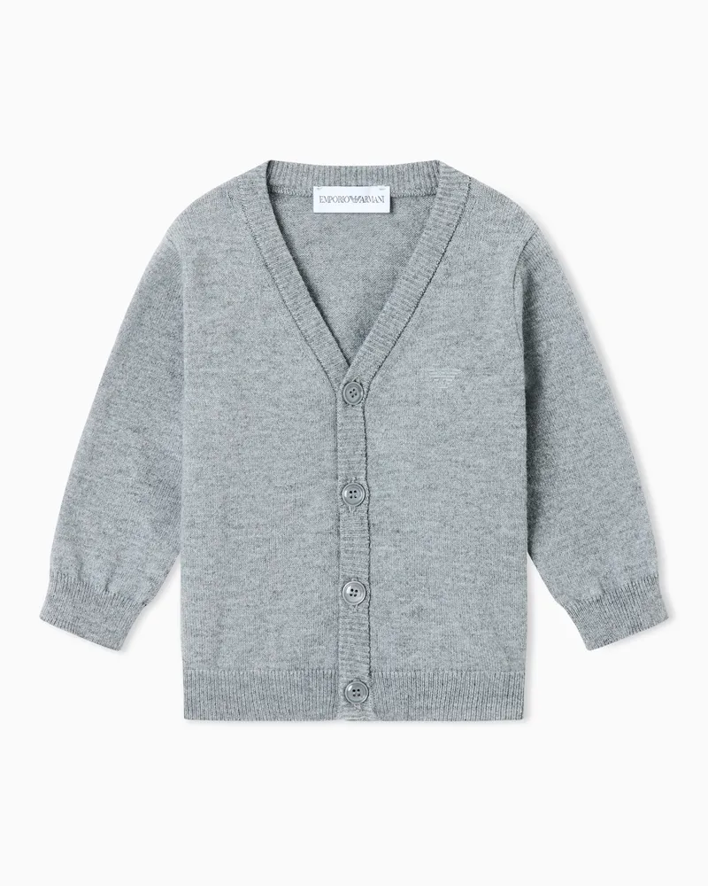 Emporio Armani Cardigan mit V-Ausschnitt aus Wollgemisch Grau