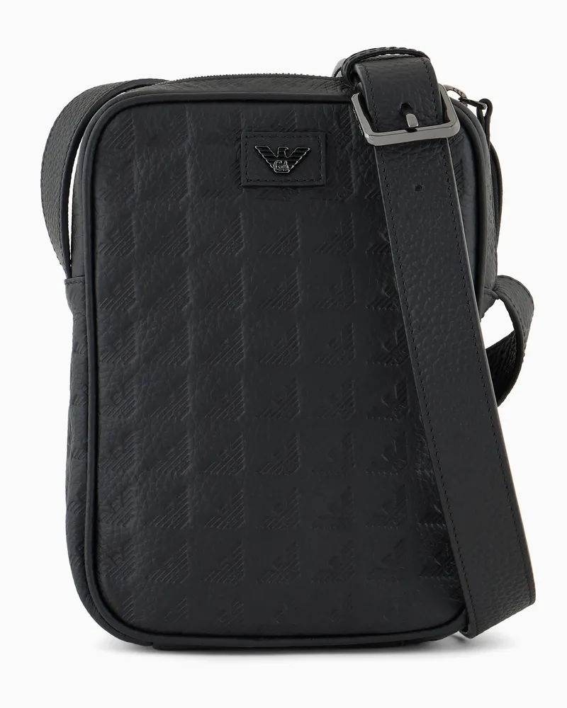 Emporio Armani Tech-Tasche mit durchgehender Adler-Prägung Schwarz