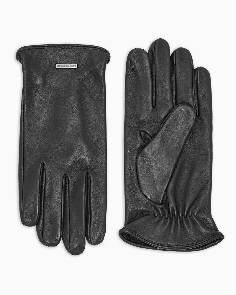 Emporio Armani Handschuhe aus Lammleder Schwarz
