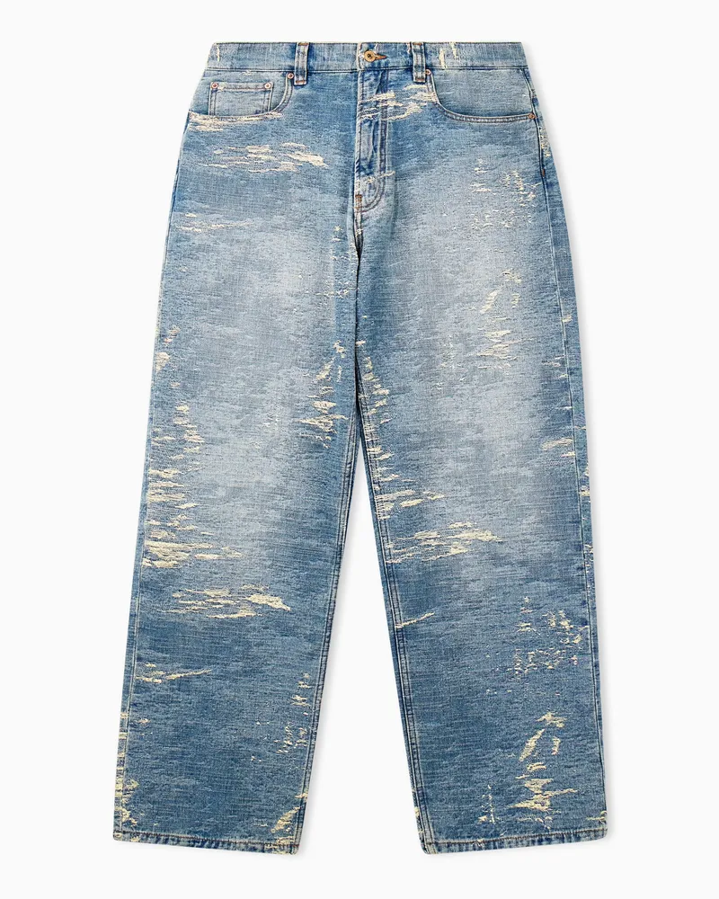 Emporio Armani Relaxed Fit 5-Pocket-Jeans aus Baumwolldenim im Used-Look Blau