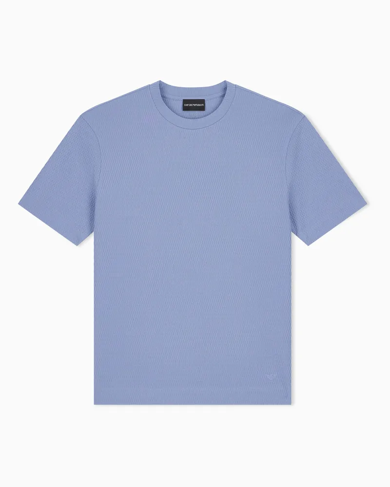 Emporio Armani T-Shirt Regular Fit aus Jacquard Baumwolljersey Hellblau